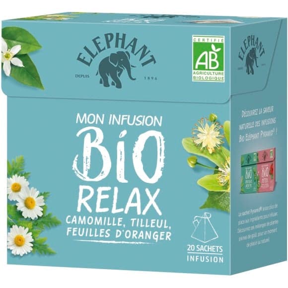 Infusion relax, camomille, tilleul, feuilles d'oranger, bio
