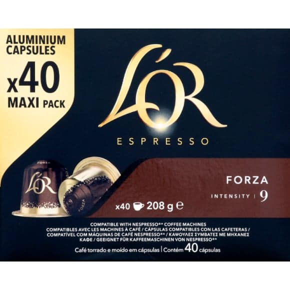 Capsules de café espresso en aluminium, Forza, intensité 9