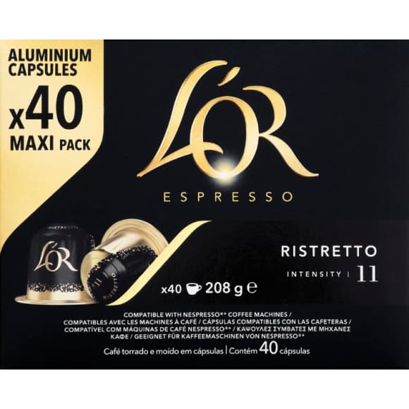 Capsules de café espresso en aluminium, Ristretto, intensité 11