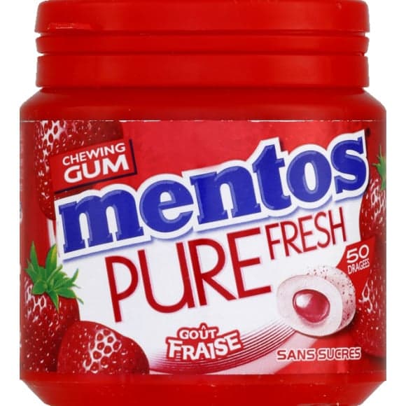 Chewing-gum à la fraise, sans sucres
