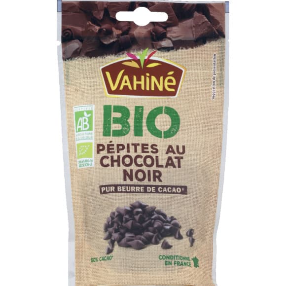 Pépites au chocolat noir, pur beurre de cacao 50 %, bio