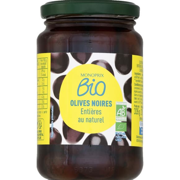 Olives noires entières au naturel bio