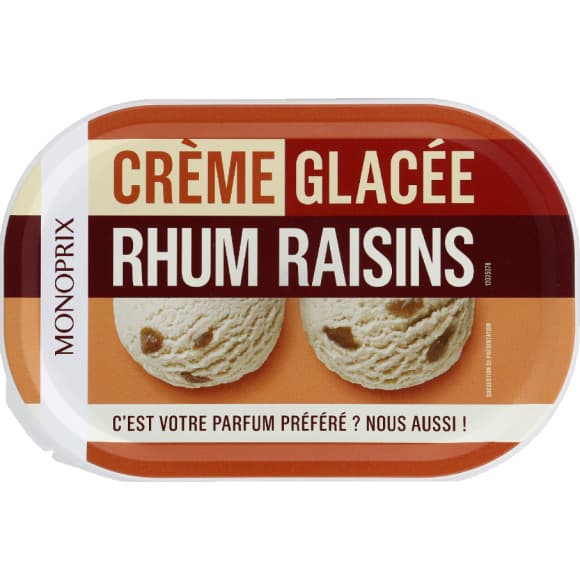 Crème glacée rhum raisin