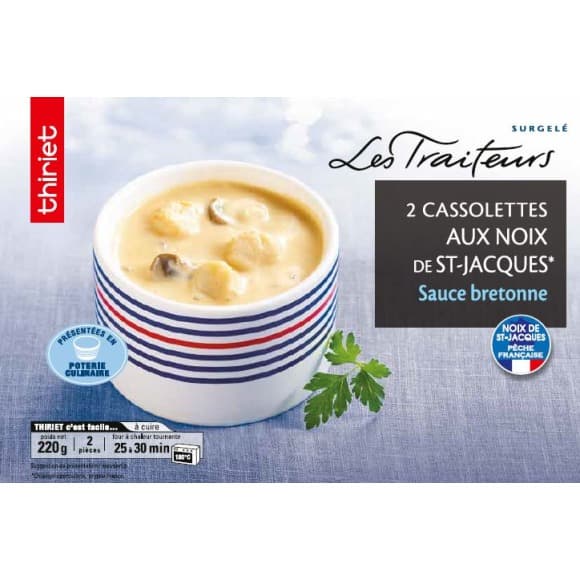 Cassolettes aux noix de saint-jacques sauce Bretonne, surgelé