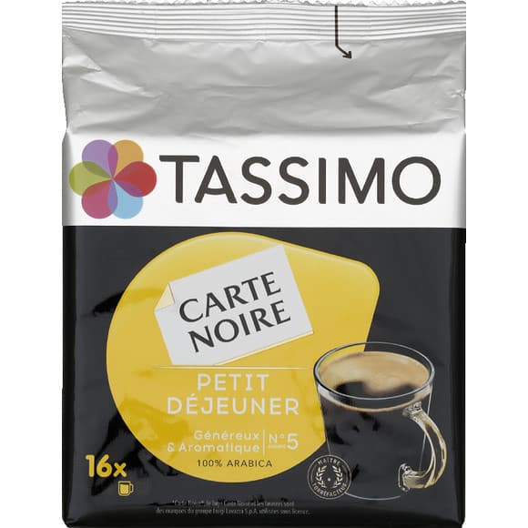 Tassimo café Carte Noire petit dejeuner intensité 5 x16 dosettes,