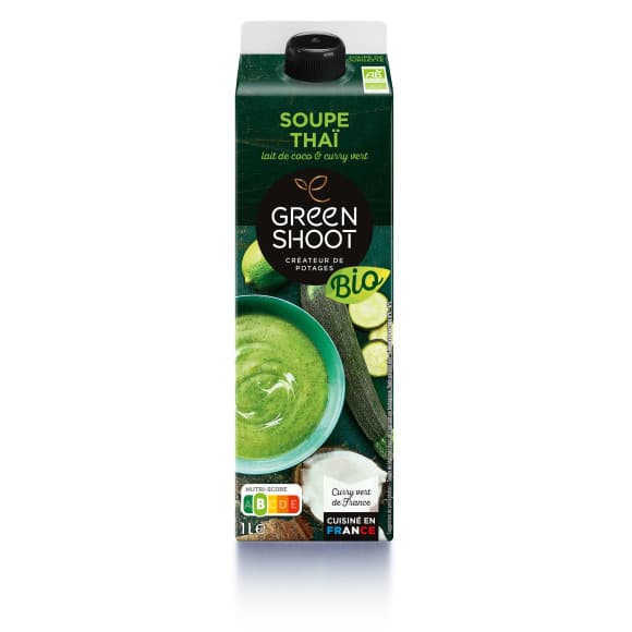 Soupe bio de courgette lait de coco & curry vert