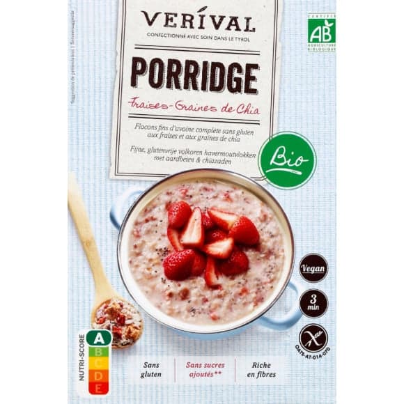 Porridge aux fraises & graines de chia, 100% Vegan