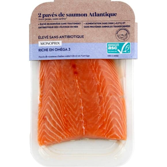Pavés de saumon avec peau sans arête