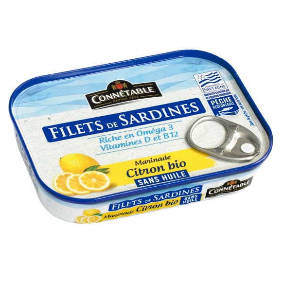Filets de sardines marinade citron bio sans huile
