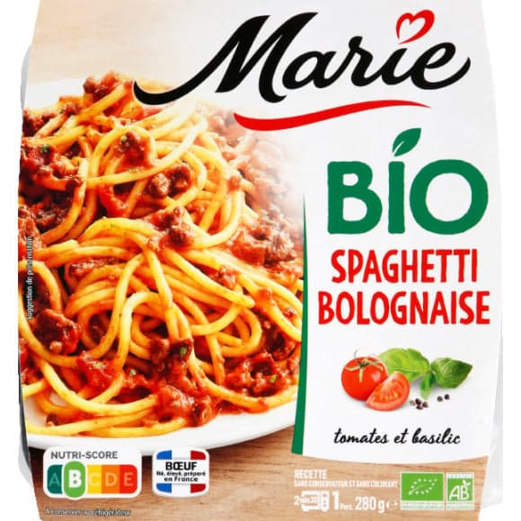 Spaghetti bolognaise aux tomates et au basilic bio