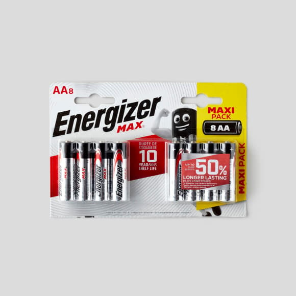 Piles Alcalines Energizer Max AA/LR6, pack de 8