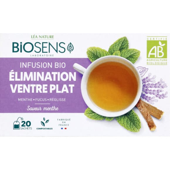 Infusion bio Elimination Ventre Plat saveur menthe - Biosens
