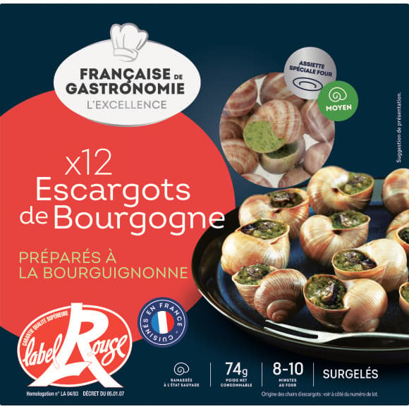 Escargots de Bourgogne à la Bourguignonne Label Rouge, surgelées