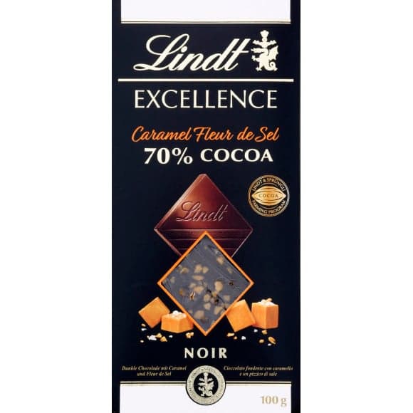 Chocolat noir au caramel & fleur de sel, 70% de cacao