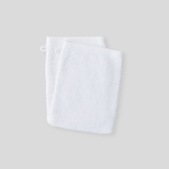 2 gants de toilette, blanc, coton bio