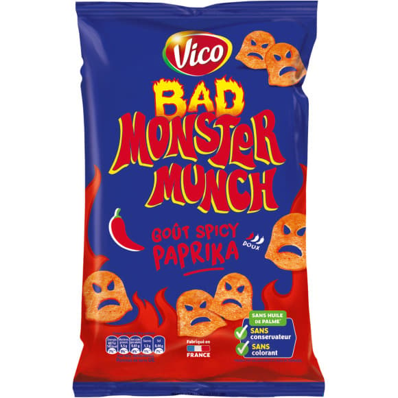 Bad monster munch goût spicy paprika, sans colorants, sans conservateur et sans huile de palme