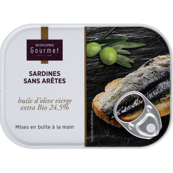 Sardines sans arêtes à l'huile d'olive extra vierge bio
