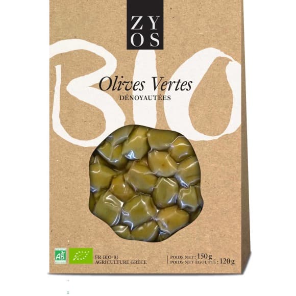 Olives vertes dénoyautées bio