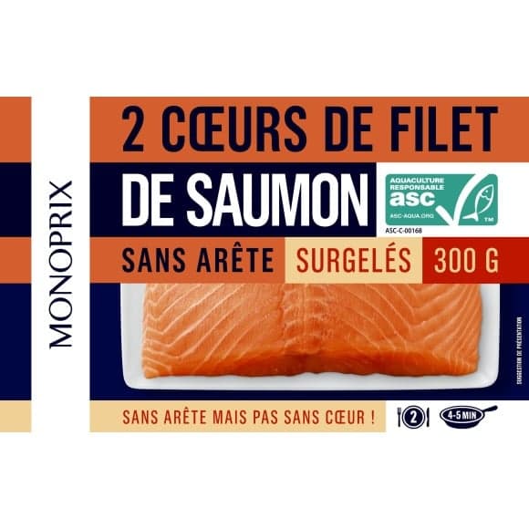 Coeurs de filet saumon asc, surgelé