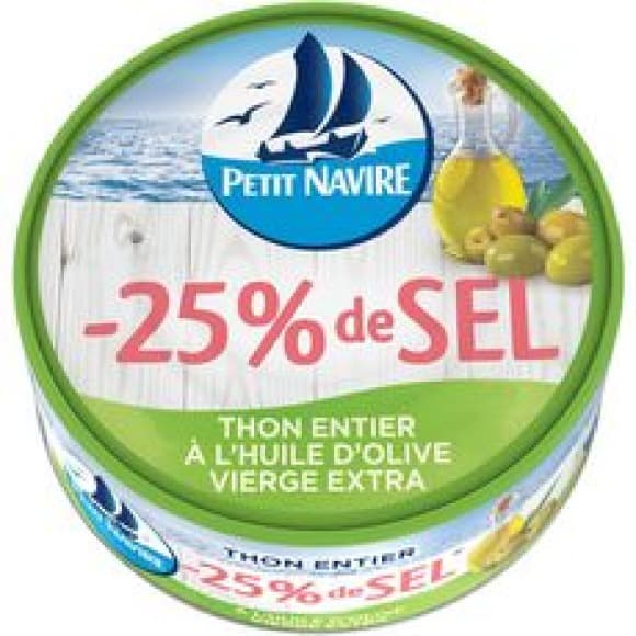 Thon huile d'olive extra -25% sel