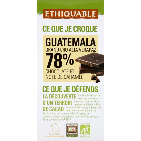 Chocolat noir 78% guatemala bio