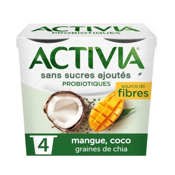 Bifidus aux fruits mangue coco chia sans sucres ajoutés