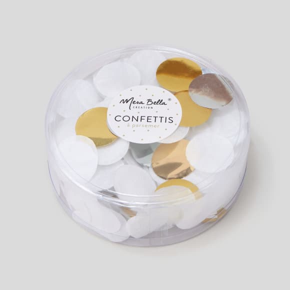 12 confettis en papier - Or, Argent, Blanc
