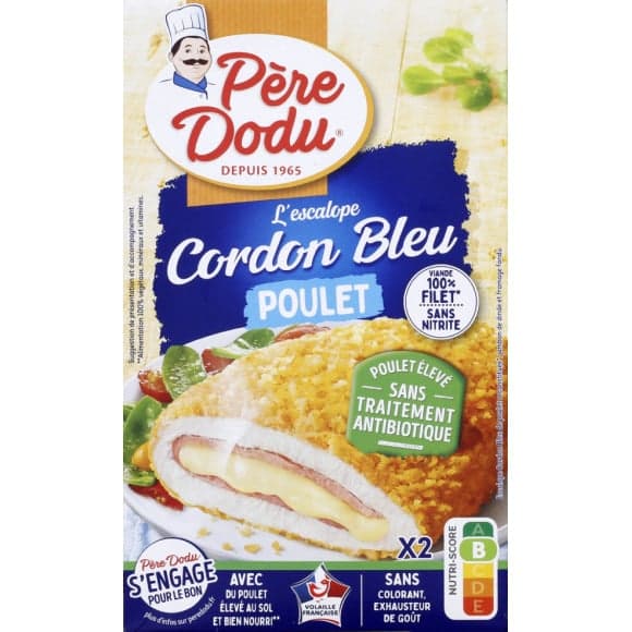 Escalope Cordon Bleu de poulet élevé sans traitement antibiotique