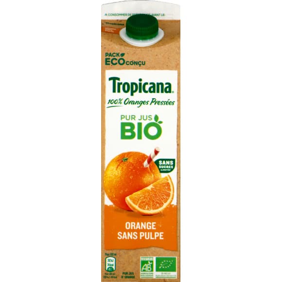 Tropicana bio orange sans pulpe