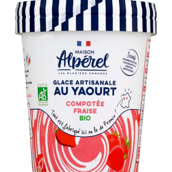 Glace artisanale au yaourt fraise