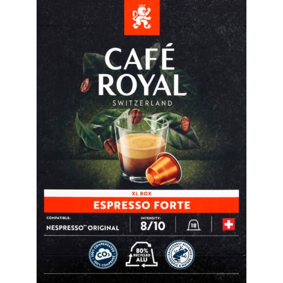 Café Royal expresso N°8. Capsules comptatibles avec le système Nespresso. Goût corsé avec ses arômes