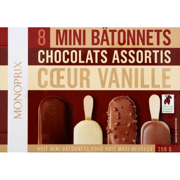 Mini bâtonnets chocolats assortis coeur vanille