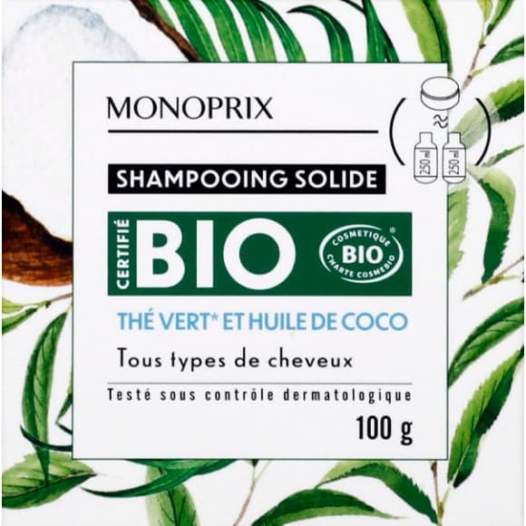 Shampooing solide thé vert et huile de coco bio