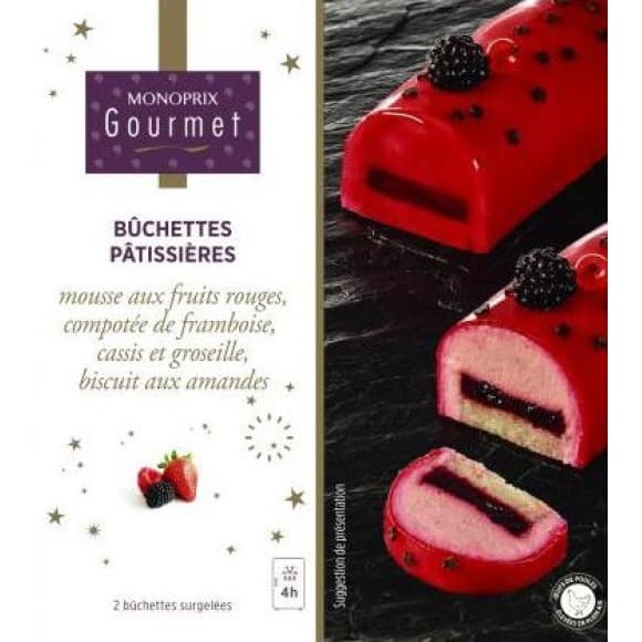 Bûchettes pâtissières mousse fruits rouges biscuit amandes