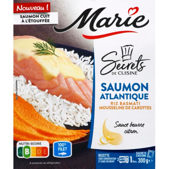 Marie saumon atlantique beurre citron, riz basmati, mousseline de carotte 300g