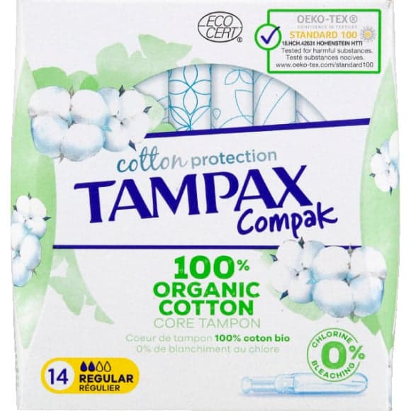 Tampons tampax compak cotton protection bio regular x14