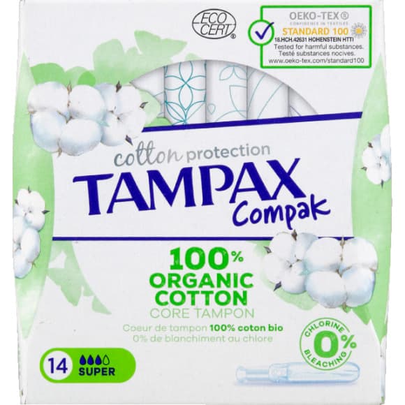 Tampons tampax compak cotton protection bio super x14