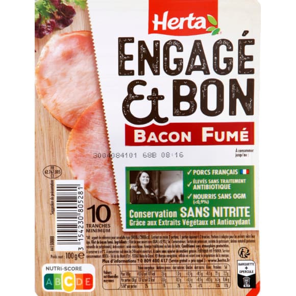 Herta engagé et bon bacon fumé 100g