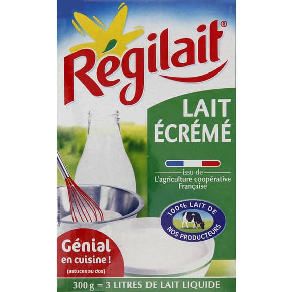 Lait écrémé en poudre, issu de l'Agriculture Coopérative Française, 100 % lait de nos producteurs