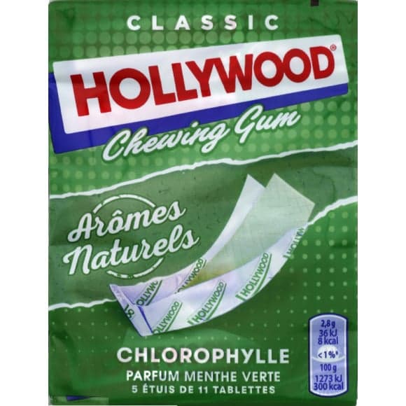 Chewing gum, chlorophylle, parfum menthe verte