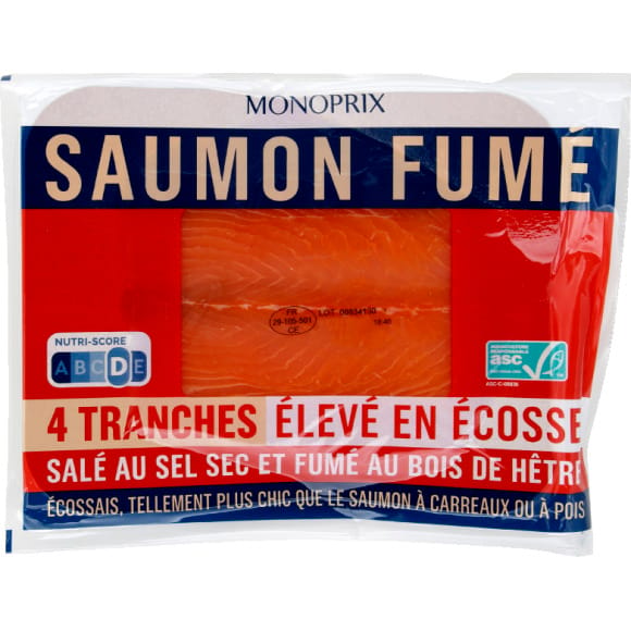 Saumon Atlantique fumé tranché (4 à 5 tranches - 140g)
