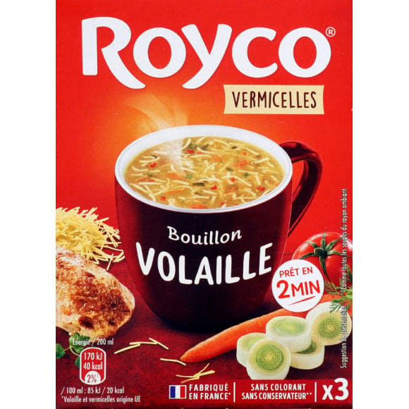 Royco Soupe instantanée, bouillon de volaille et vermicelles 