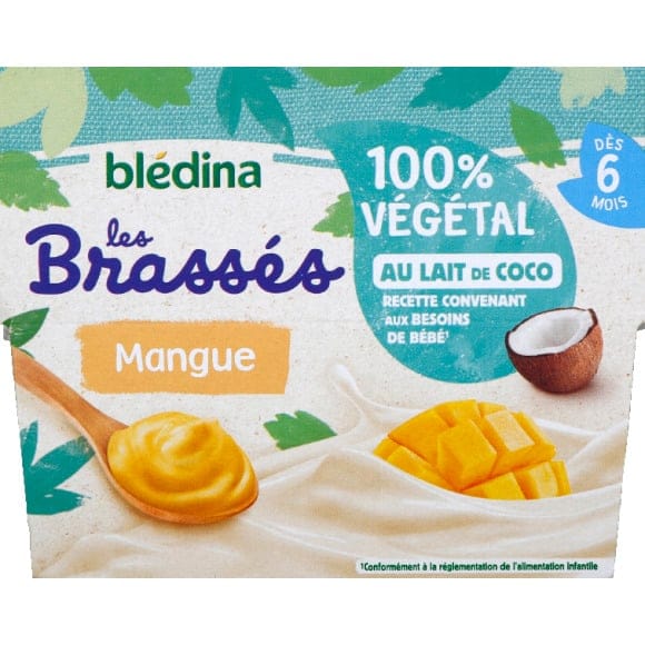 Nestlé - P'tit Brassé Dessert Lacté Mangue Coupelle Bébé Dès 6 Mois
