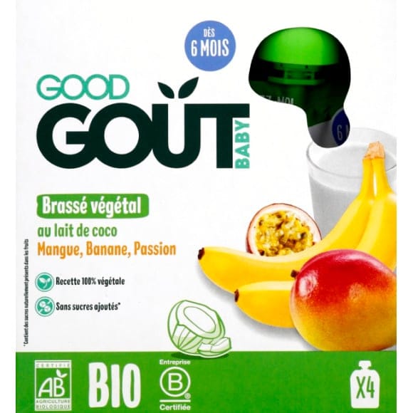 Goodgout Gourdes brassé coco mangue passion banane 4x85g Bio 