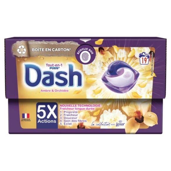 DASH Lessive capsules tout en 1 souffle précieux 32 capsules pas