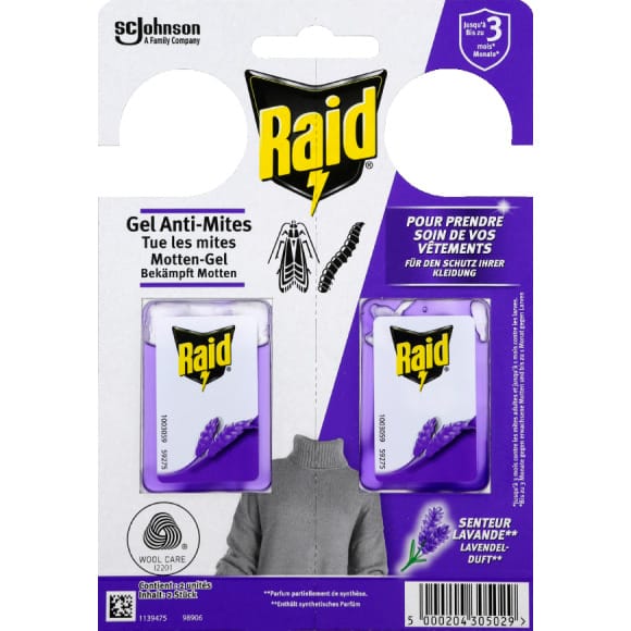 Raid Raid anti-mites gel senteur lavande - certification woolmark