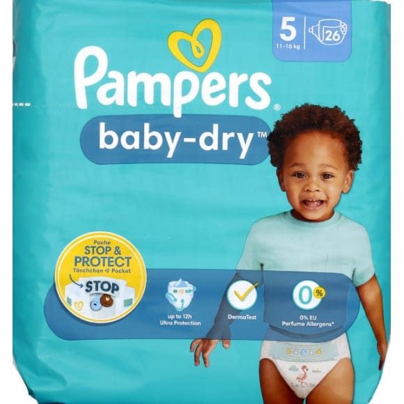 Pampers Baby Dry Taille 4 (9 -18 Kg), 64 Couches - Prix pas cher
