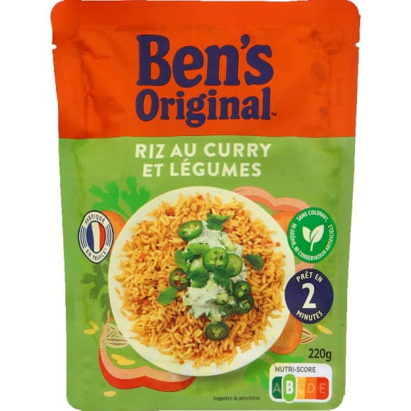 Ben's Original Riz micro ondable au curry et aux légumes 2mn 220g 