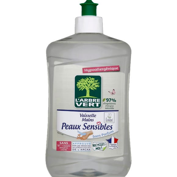 Liquide vaisselle écologique peau sensible - 500ml - L'Arbre Vert