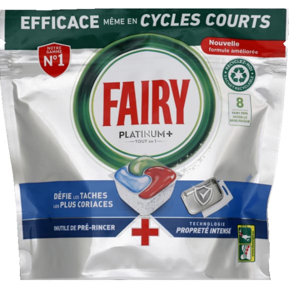 Fairy Plaquettes Lave-vaisselle Platinum Plus - 54 lavages - 1 lot de 54  lavages - Anti-mat : : Epicerie